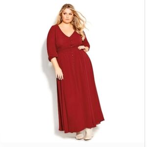 City Chic "Desire" Deep Red Maxi Dress